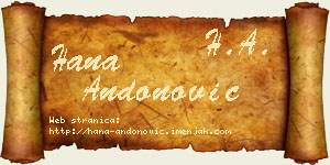 Hana Andonović vizit kartica